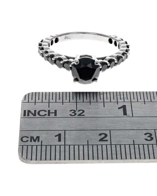 Black Diamond Engagement Ring in White Gold